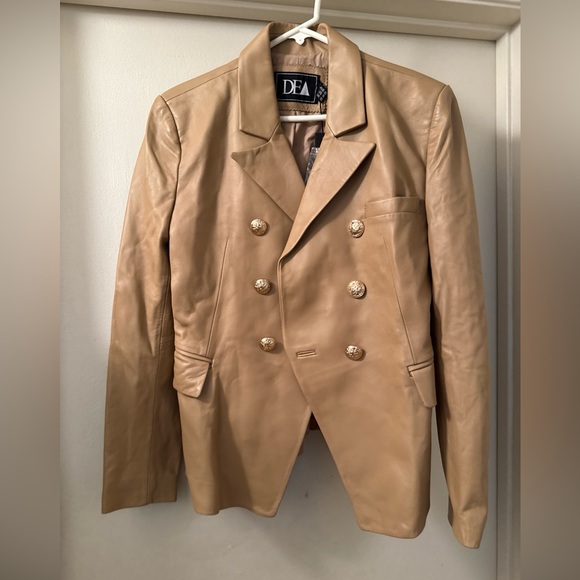 DEA the Label Nude Sorrento Leather Bella Blazer Jacket | Size US 6 nwt women - Picture 2 of 10